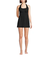 Lands' End Women's Square Neck Halter Swim Dress One Piece Swimsuit