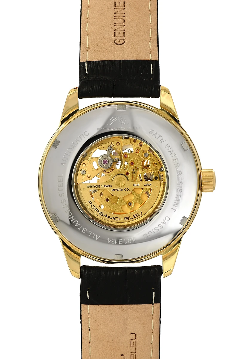 Porsamo Bleu Men's Cassius Automatic Genuine Leather Band Watch 801BCAL