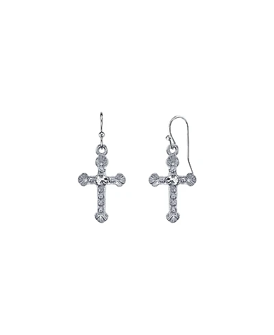 2028 Crystal Cross Drop Earrings
