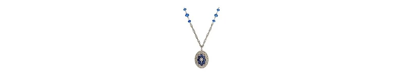 2028 Enamel Crystal Star of Bethlehem Locket Bead Necklace