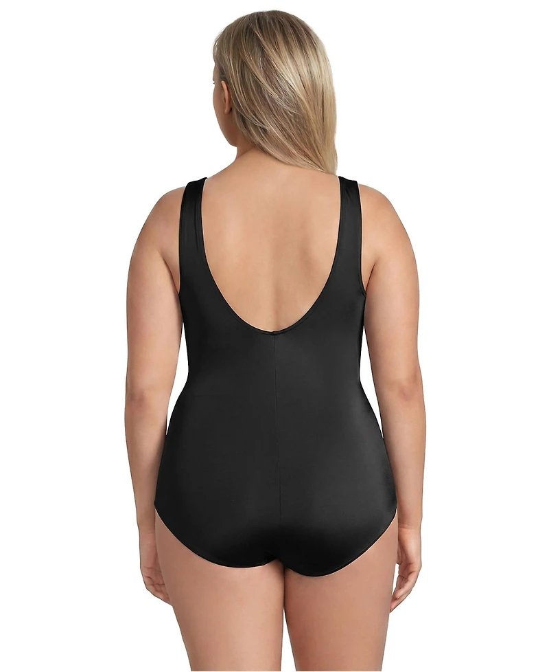 Lands' End Plus Long Chlorine Resistant Soft Cup Tugless Sporty One Piece Swimsuit
