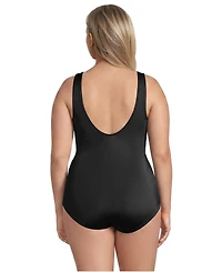 Lands' End Plus Long Chlorine Resistant Soft Cup Tugless Sporty One Piece Swimsuit