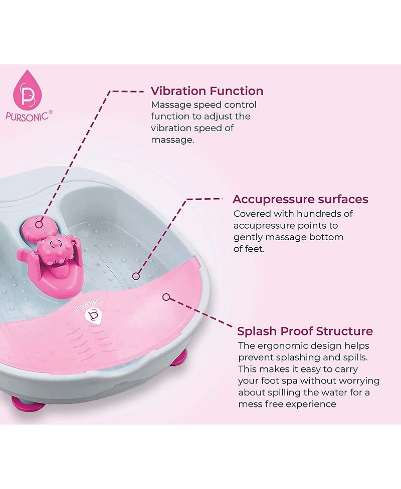 Pursonic Foot Spa Massager with Tea Tree Oil Foot Salt Scrub (Warming Function