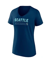 Women's Fanatics Deep Sea Blue, Gray Seattle Kraken Parent 2-Pack V-Neck T-shirt Set