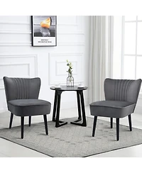 Costway Set of 2 Armless Accent Chair Upholstered Leisure Chair Single Sofa