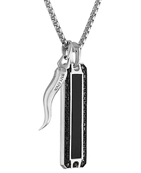 Bulova Men's Icon Black Onyx & Black Diamond (3/4 ct. t.w.) Pendant Necklace in Sterling Silver, 24" + 2" extender