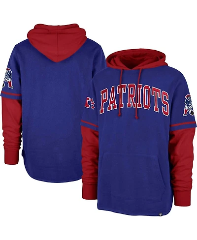 Men's '47 Brand Royal New England Patriots Shortstop Pullover Hoodie