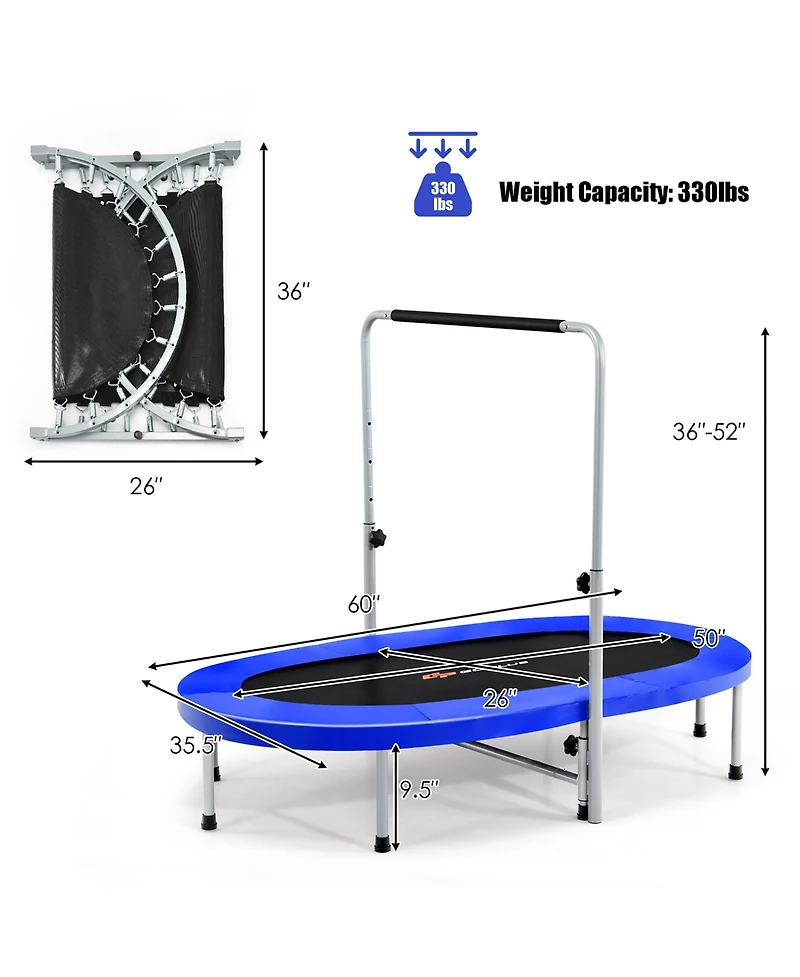 Costway 50'' Trampoline for 2 People Foldable Rebouncer