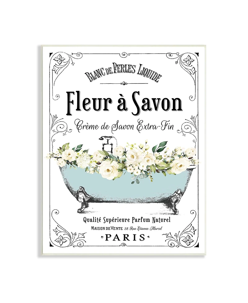 Stupell Industries Floral Parisian Bathroom Advertisement Wall Plaque Art
