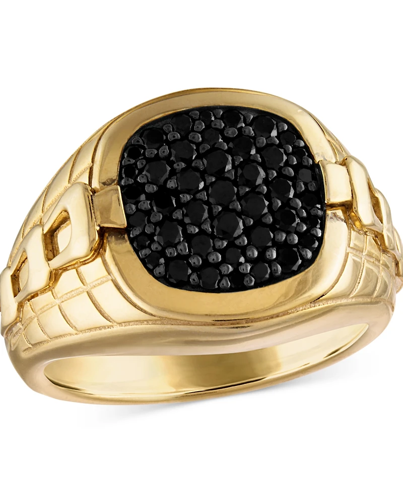 Bulova Men's Classic Black Diamond (1/2 ct. t.w.) Ring 14k Gold-Plated Sterling Silver