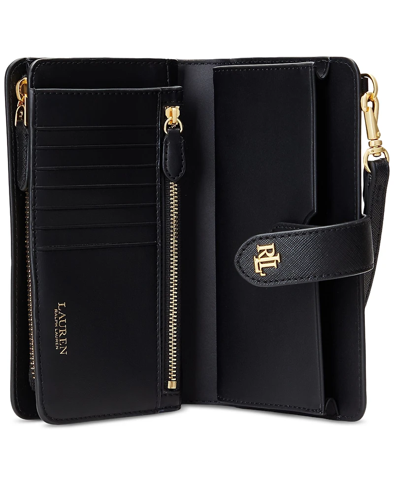 Lauren Ralph Crosshatch Leather Tech Wristlet