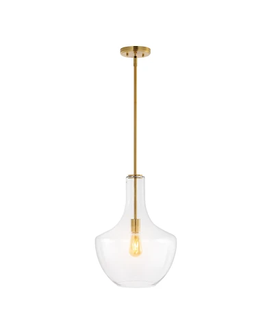 Watts 13.25" 1-Light Mid-Century Modern Iron, Glass Led Pendant