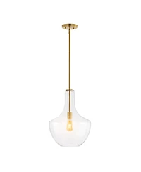 Watts 13.25" 1-Light Mid-Century Modern Iron, Glass Led Pendant