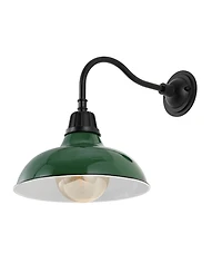 Aurora 12.25" 1-Light Farmhouse Industrial Indoor, Outdoor Iron Led Gooseneck Arm Sconce
