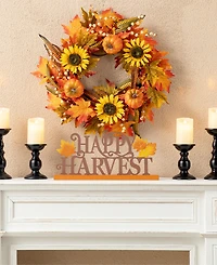 Glitzhome 18" L Wood Metal Happy Harvest Table Decor