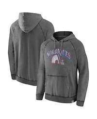 Men's Fanatics Gray Quebec Nordiques Heritage Broken Ice Washed Raglan Pullover Hoodie