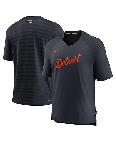 Men's Nike Navy Detroit Tigers Authentic Collection Pregame Raglan Performance V-Neck T-shirt