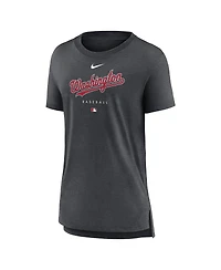Women's Nike Heather Charcoal Washington Nationals Authentic Collection Early Work Tri-Blend T-shirt