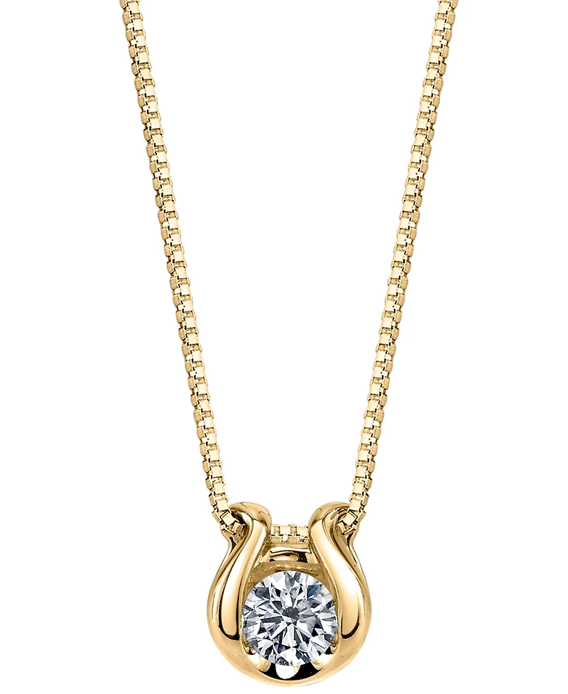 Diamond Solitaire Omega 18" Pendant Necklace (1/5 ct. t.w.) in 14k Gold