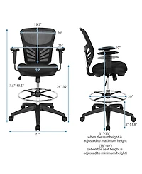 Mesh Drafting Chair Office Chair w/Adjustable Armrests & Foot-Ring