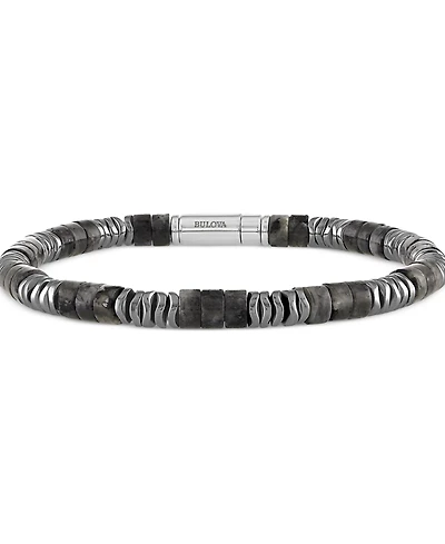 Bulova Men's Marine Star Beaded Bracelet in Sterling Silver