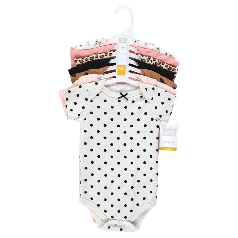 Hudson Baby Girls Cotton Bodysuits 7-Pack