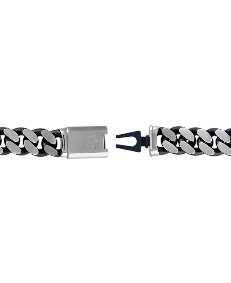 Bulova Men's Classic Curb Chain Bracelet in Blue-Plated Stainless Steel