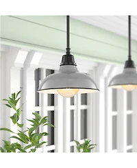 Jasper 12.25" 1-Light Farmhouse Industrial Indoor, Outdoor Iron Led Pendant