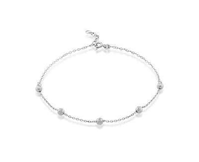 Simona Sterling Silver Diamond Cut Beads Anklet