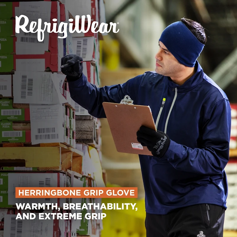 RefrigiWear Men's Herringbone Grip Glove - Durable Non-Slip Work Gloves for Cold Conditions, Pack of 12 Pairs