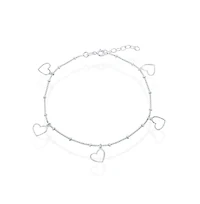Simona Sterling Silver Dangling Open Heart Anklet