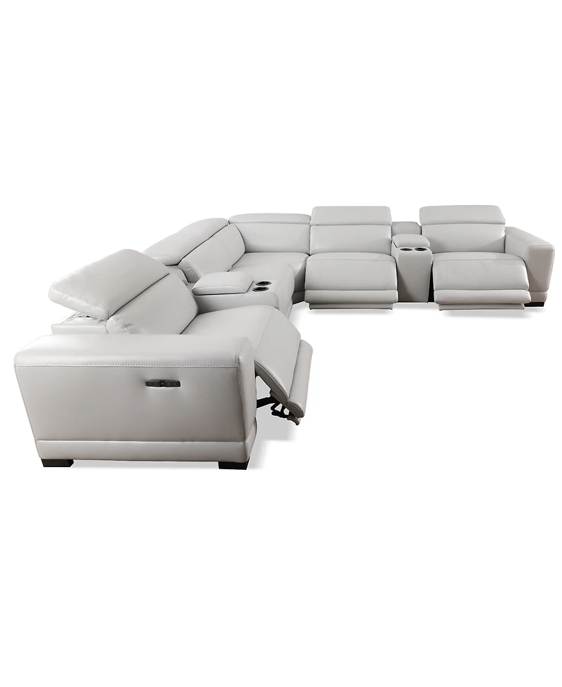 Closeout! Krofton 7-Pc. Beyond Leather Fabric Sectional with 3 Power Motion Recliners and 2 Consoles, Created for Macy's