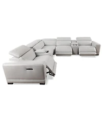 Closeout! Krofton 7-Pc. Beyond Leather Fabric Sectional with 3 Power Motion Recliners and 2 Consoles, Created for Macy's