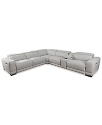Closeout! Krofton 6-Pc. Beyond Leather Fabric Sectional L with 3 Power Motion Recliners and 1 Console, Created for Macy's