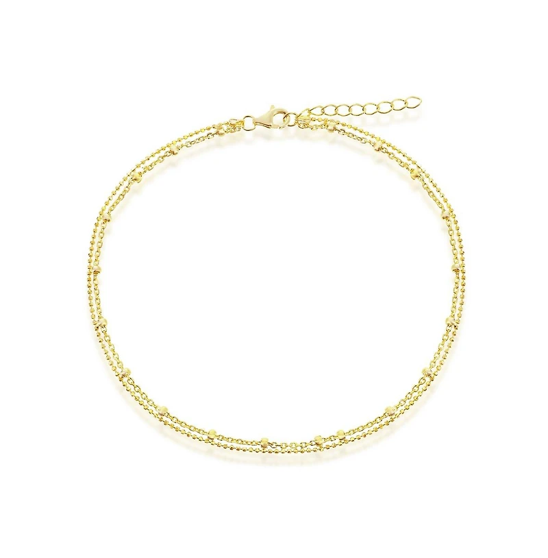 Simona Sterling Silver Double Strand Bead Anklet
