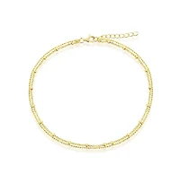 Simona Sterling Silver Double Strand Bead Anklet