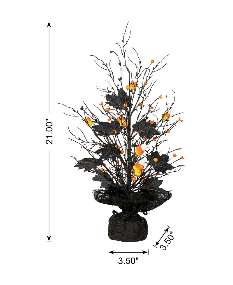 Glitzhome 21" H Lighted Halloween Candy Corn Berries Table Tree