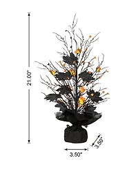 Glitzhome 21" H Lighted Halloween Candy Corn Berries Table Tree