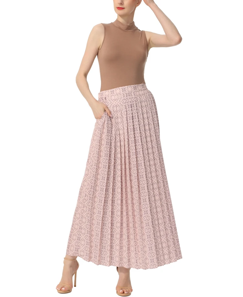 kimi + kai Women's Print Box Pleat Maxi Skirt
