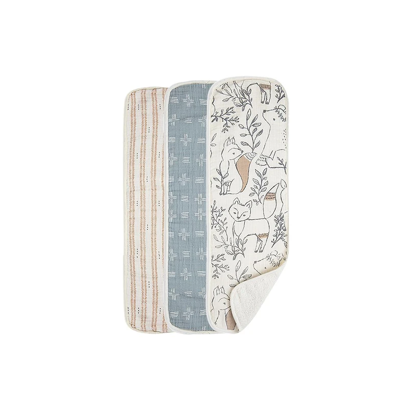 Crane Baby Baby Boys Ezra Cotton Burp Cloths, Pack of 3