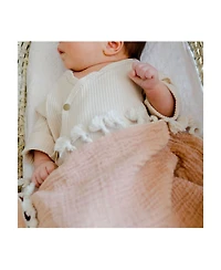 Crane Baby Baby Girls 6 Layer Muslin Tassel Blanket