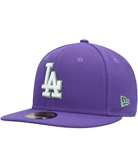 Men's New Era Purple Los Angeles Dodgers Lime Side Patch 59FIFTY Fitted Hat