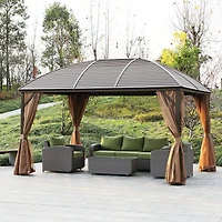 Outsunny 10' x 13' Hardtop Gazebo Canopy w/ Steel Roof, Sidewalls,