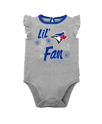 Newborn and Infant Boys Girls Royal, Heather Gray Toronto Blue Jays Little Fan Two-Pack Bodysuit Set