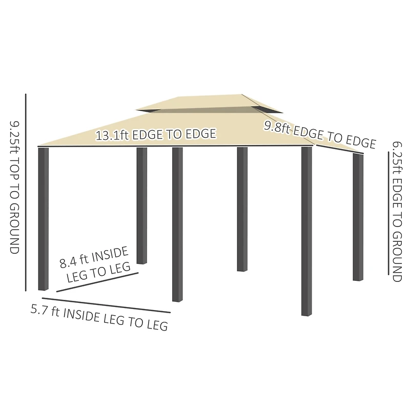 Outsunny 10'x13' Outdoor Canopy 2-Tier Top Gazebo Bbq Party Tent,
