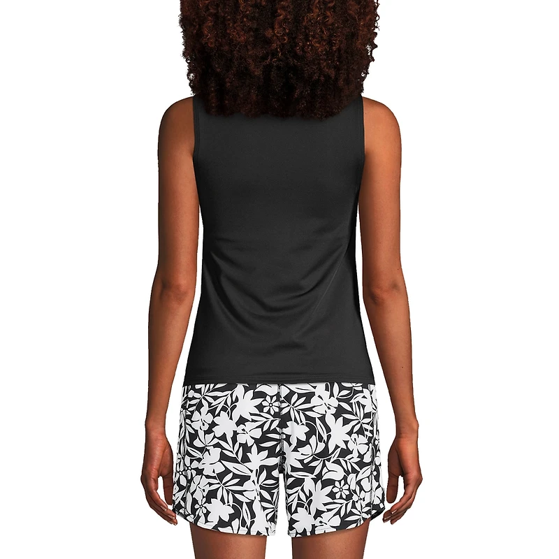 Lands' End Women's D-Cup High Neck Upf 50 Sun Protection Modest Tankini Swimsuit Top