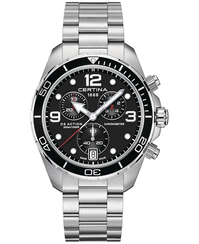 Certina Men's Swiss Chronograph Ds Action Stainless Steel Bracelet Watch 43mm