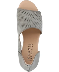 Journee Collection Women's Aretha Perforated Peep Toe Wedge Sandals