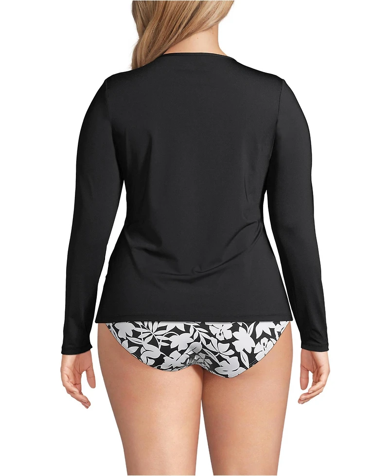 Lands' End Women's Plus SunShade Upf 50 Long Sleeve Relaxed Rash Guard