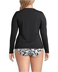 Lands' End Women's Plus SunShade Upf 50 Long Sleeve Relaxed Rash Guard